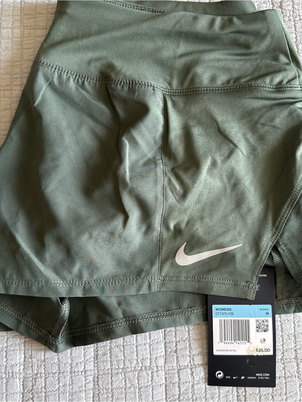 Nike Womens Olive Green Skort with Built-In Liner and Swoosh